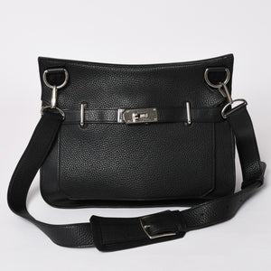 Very Good Condition HERMES Shoulder Bag Gypsière 28 X Silver Hardware Black Taurillon Clemence Used 4a003049
