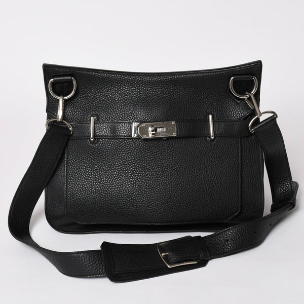 Very Good Condition HERMES Shoulder Bag Gypsière 28 X Silver Hardware Black Taurillon Clemence Used 4a003049