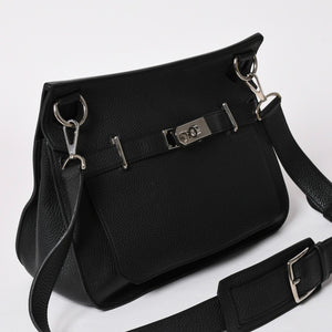 Very Good Condition HERMES Shoulder Bag Gypsière 28 X Silver Hardware Black Taurillon Clemence Used 4a003049