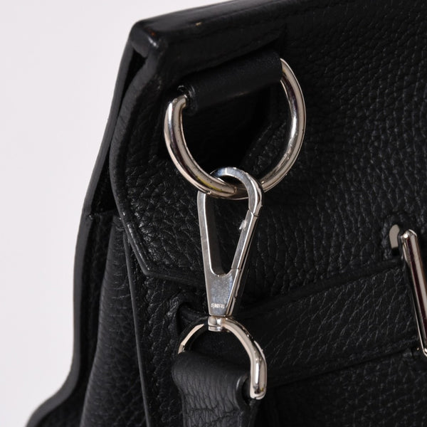 Very Good Condition HERMES Shoulder Bag Gypsière 28 X Silver Hardware Black Taurillon Clemence Used 4a003049