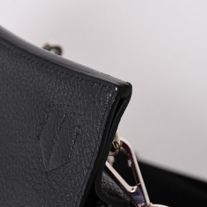 Very Good Condition HERMES Shoulder Bag Gypsière 28 X Silver Hardware Black Taurillon Clemence Used 4a003049