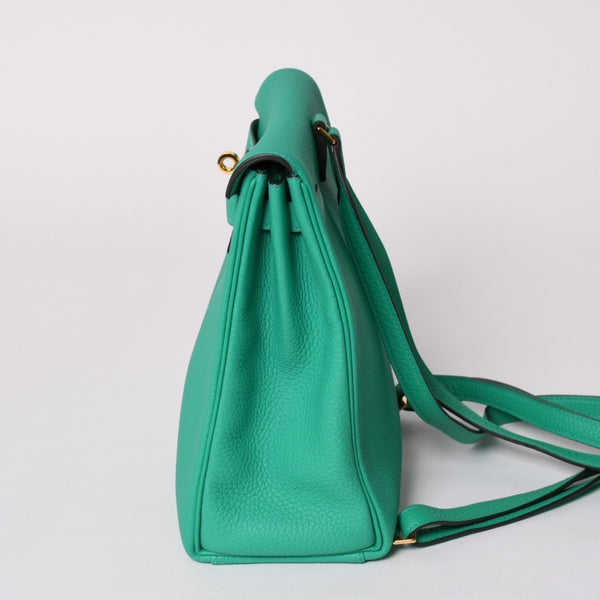 Unused Hermes Kelly Ad PM Togo Mint Gold Hardware Z Engraved Rucksack Bag 4a002720