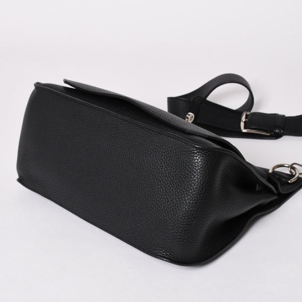 Very Good Condition HERMES Shoulder Bag Gypsière 28 X Silver Hardware Black Taurillon Clemence Used 4a003049