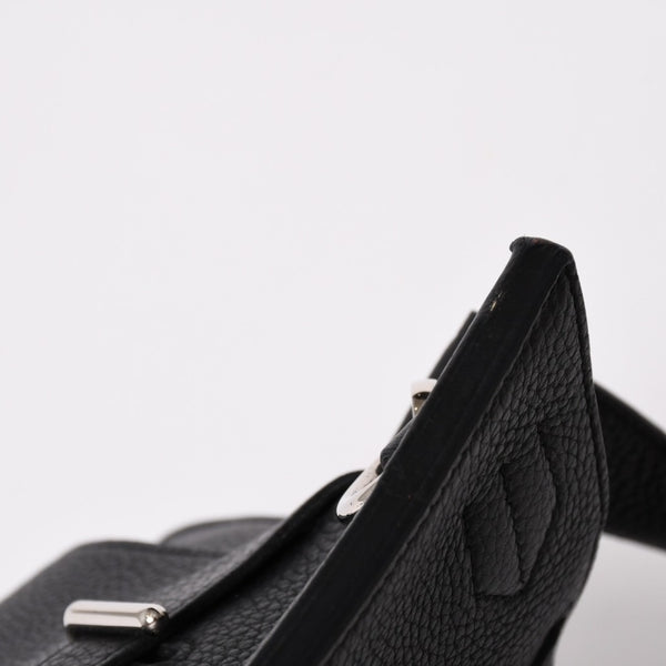 Very Good Condition HERMES Shoulder Bag Gypsière 28 X Silver Hardware Black Taurillon Clemence Used 4a003049