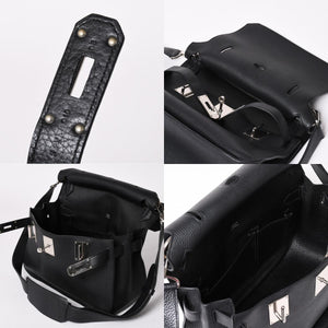 Very Good Condition HERMES Shoulder Bag Gypsière 28 X Silver Hardware Black Taurillon Clemence Used 4a003049