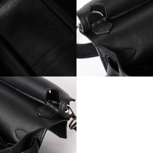 Very Good Condition HERMES Shoulder Bag Gypsière 28 X Silver Hardware Black Taurillon Clemence Used 4a003049