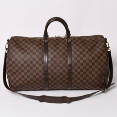 極美品 LOUISVUITTON ルイヴィトン ボストンバッグ N41414 キーポルバンドリエール55 ダミエエベヌ ゴールド金具 中古 4a002820