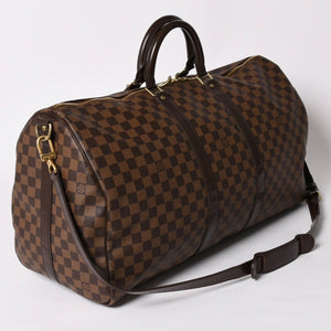 極美品 LOUISVUITTON ルイヴィトン ボストンバッグ N41414 キーポルバンドリエール55 ダミエエベヌ ゴールド金具 中古 4a002820