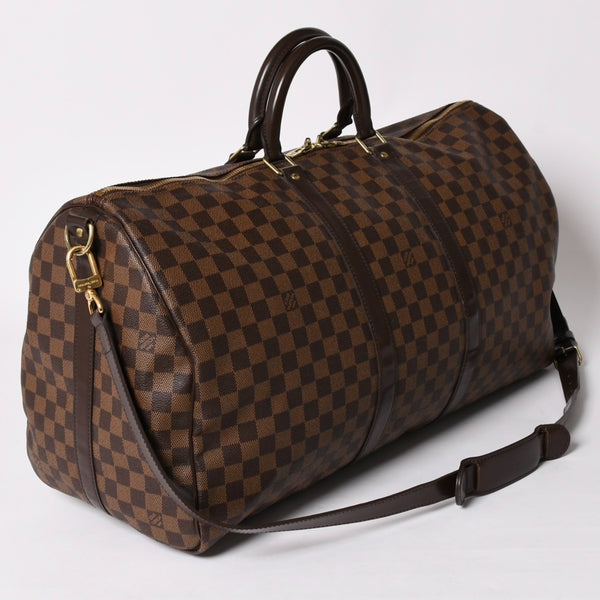 極美品 LOUISVUITTON ルイヴィトン ボストンバッグ N41414 キーポルバンドリエール55 ダミエエベヌ ゴールド金具 中古 4a002820