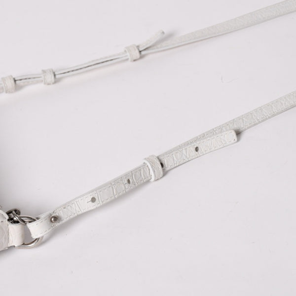 極美品 BALENCIAGA バレンシアガ ルカゴール ミニバッグ レザー カルフスキン ホワイト シルバー金具 ショルダーバッグ 695514 中古 4a002731