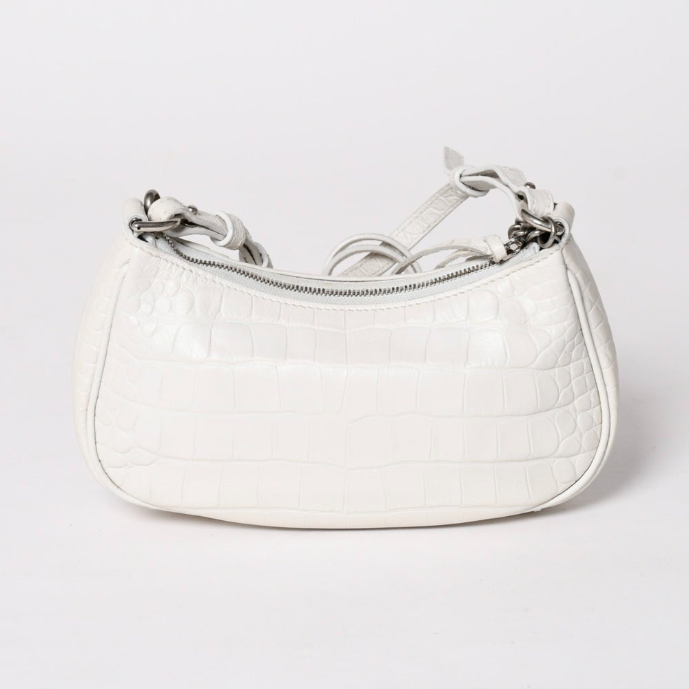 極美品 BALENCIAGA バレンシアガ ルカゴール ミニバッグ レザー カルフスキン ホワイト シルバー金具 ショルダーバッグ 695514 中古 4a002731