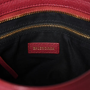 極美品 BALENCIAGA バレンシアガ メタリック エッジ シティ ハンドバッグ 2WAY 432831 レザー ワインレッド ゴールド金具 中古 4a002859