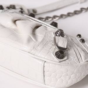 極美品 BALENCIAGA バレンシアガ ルカゴール ミニバッグ レザー カルフスキン ホワイト シルバー金具 ショルダーバッグ 695514 中古 4a002731