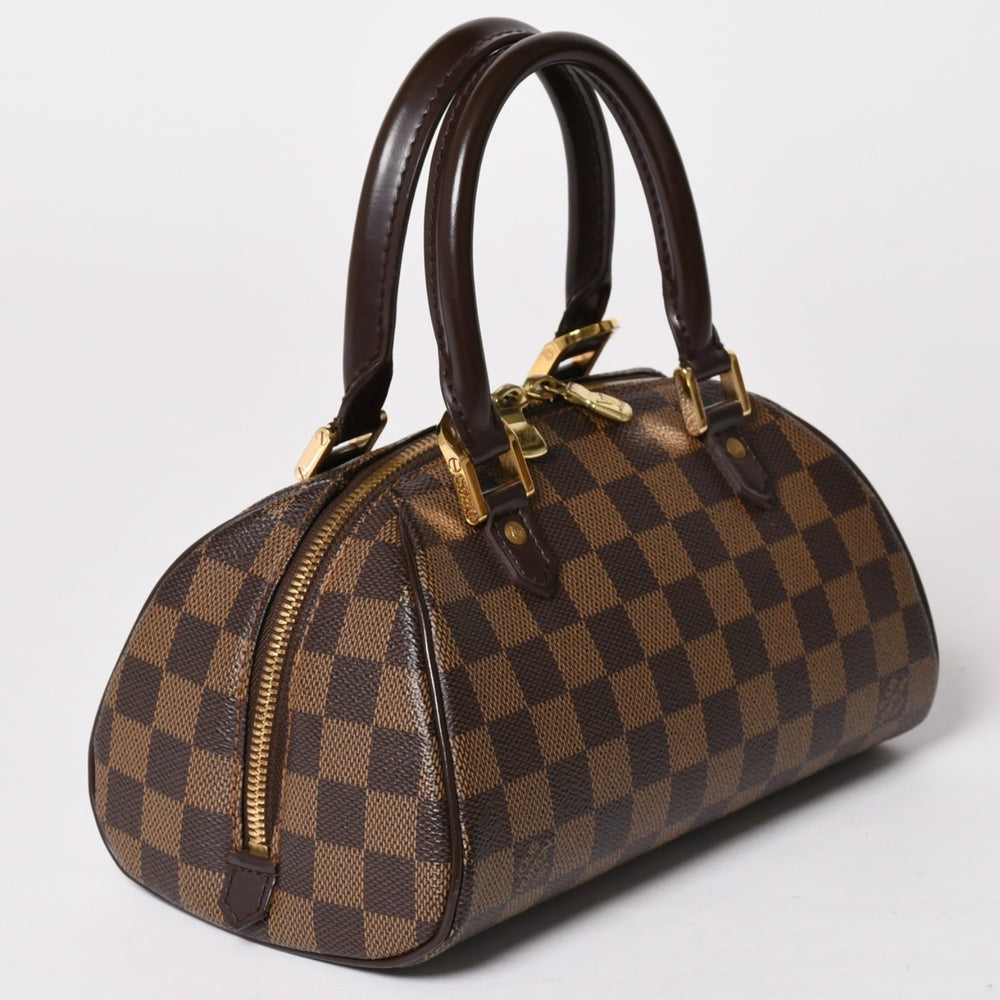 極美品 LOUIS VUITTON ルイヴィトン ダミエリベラミニ ダミエキャンバス ミニボストンバッグ ブラウン ゴールド金具 N41436 中古 4a002816