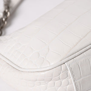 極美品 BALENCIAGA バレンシアガ ルカゴール ミニバッグ レザー カルフスキン ホワイト シルバー金具 ショルダーバッグ 695514 中古 4a002731