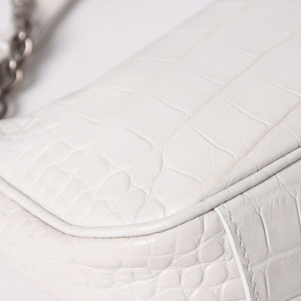 極美品 BALENCIAGA バレンシアガ ルカゴール ミニバッグ レザー カルフスキン ホワイト シルバー金具 ショルダーバッグ 695514 中古 4a002731