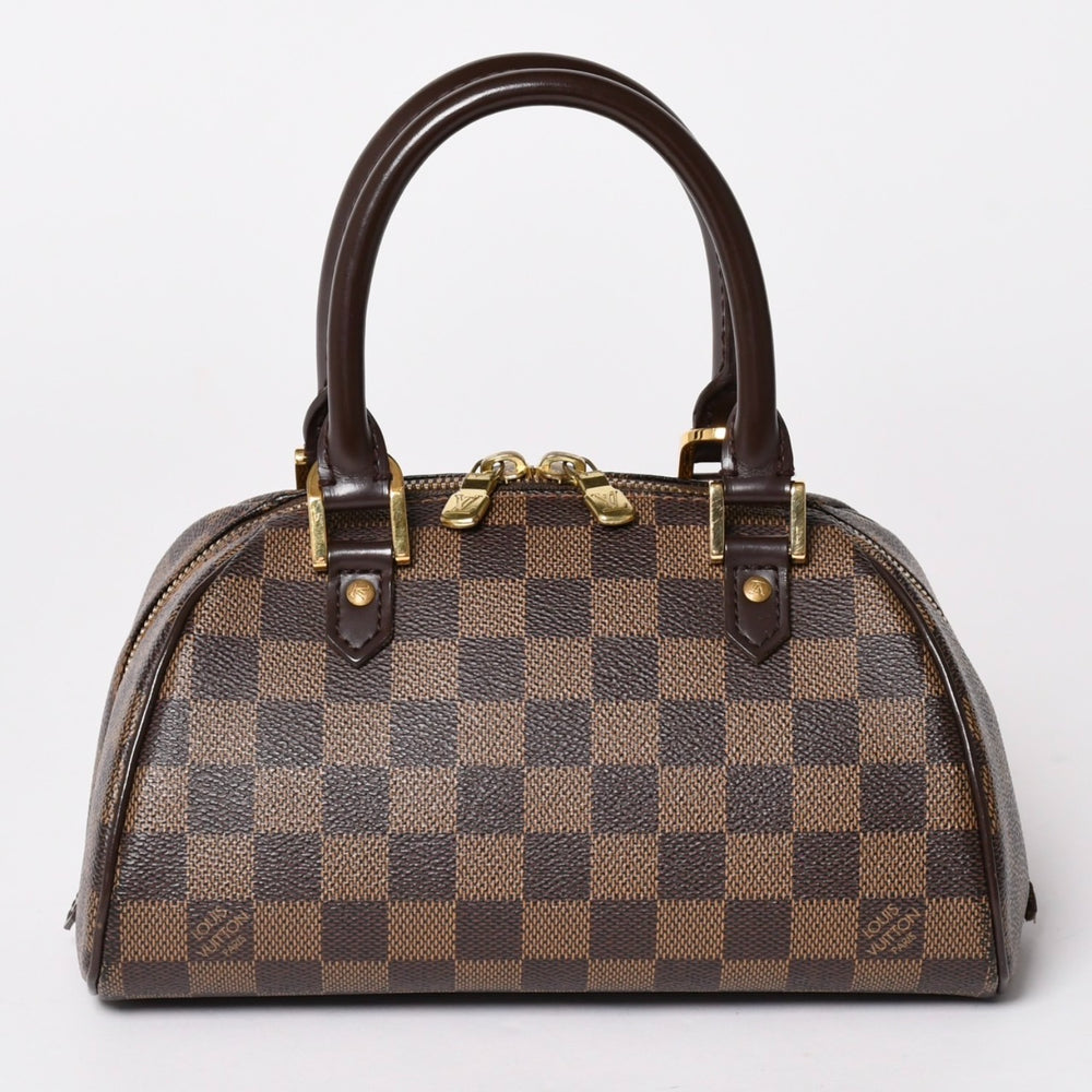 極美品 LOUIS VUITTON ルイヴィトン ダミエリベラミニ ダミエキャンバス ミニボストンバッグ ブラウン ゴールド金具 N41436 中古 4a002816
