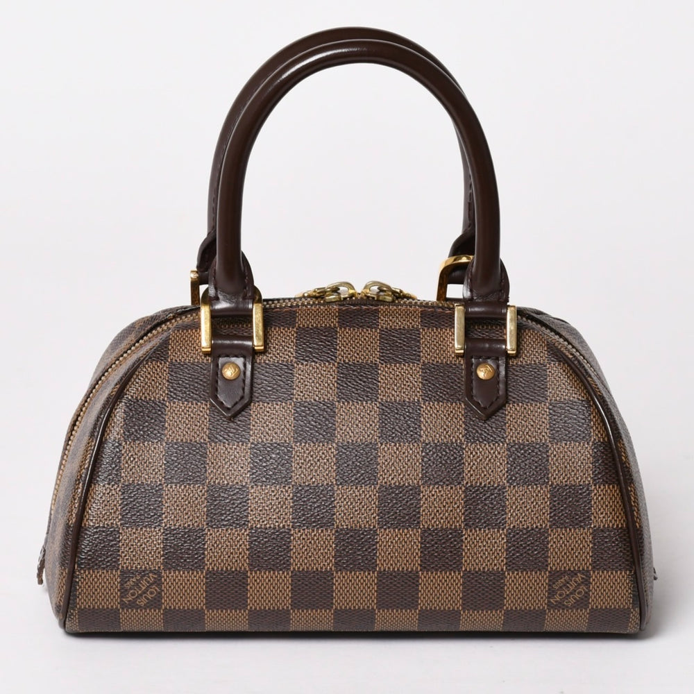 極美品 LOUIS VUITTON ルイヴィトン ダミエリベラミニ ダミエキャンバス ミニボストンバッグ ブラウン ゴールド金具 N41436 中古 4a002816