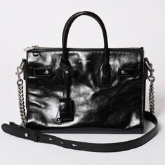 SAINT LAURENT サンローラン サックドジュール ダッフル スープル レザー ブラック ハンドバッグ ショルダーバッグ 2Way シルバー金具 ARS491715 美品 中古 4a002734