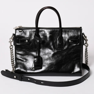 SAINT LAURENT サンローラン サックドジュール ダッフル スープル レザー ブラック ハンドバッグ ショルダーバッグ 2Way シルバー金具 ARS491715 美品 中古 4a002734