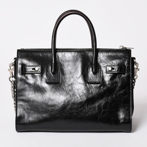 SAINT LAURENT サンローラン サックドジュール ダッフル スープル レザー ブラック ハンドバッグ ショルダーバッグ 2Way シルバー金具 ARS491715 美品 中古 4a002734