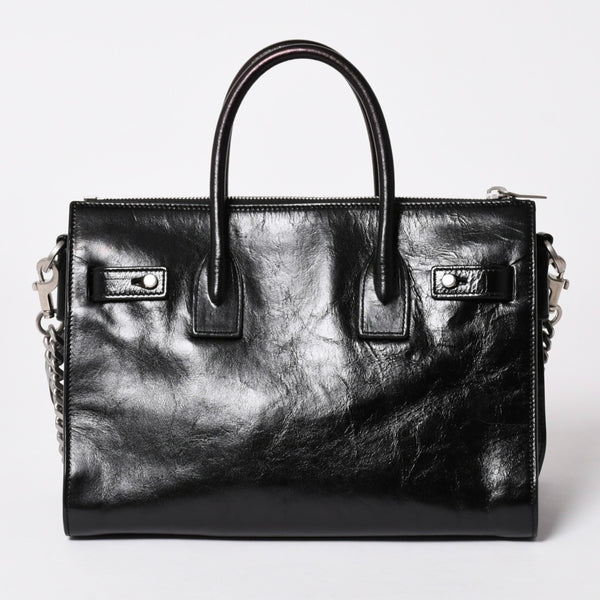 SAINT LAURENT サンローラン サックドジュール ダッフル スープル レザー ブラック ハンドバッグ ショルダーバッグ 2Way シルバー金具 ARS491715 美品 中古 4a002734