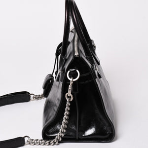 SAINT LAURENT サンローラン サックドジュール ダッフル スープル レザー ブラック ハンドバッグ ショルダーバッグ 2Way シルバー金具 ARS491715 美品 中古 4a002734