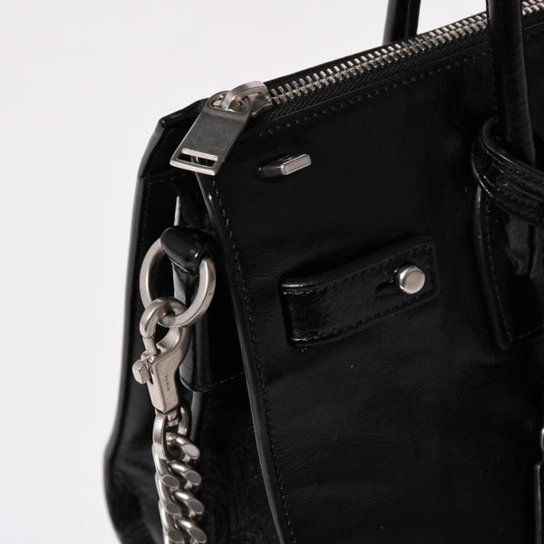 SAINT LAURENT サンローラン サックドジュール ダッフル スープル レザー ブラック ハンドバッグ ショルダーバッグ 2Way シルバー金具 ARS491715 美品 中古 4a002734