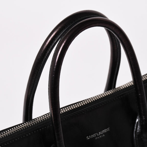 SAINT LAURENT サンローラン サックドジュール ダッフル スープル レザー ブラック ハンドバッグ ショルダーバッグ 2Way シルバー金具 ARS491715 美品 中古 4a002734