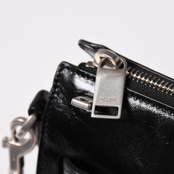 SAINT LAURENT サンローラン サックドジュール ダッフル スープル レザー ブラック ハンドバッグ ショルダーバッグ 2Way シルバー金具 ARS491715 美品 中古 4a002734