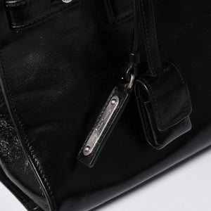 SAINT LAURENT サンローラン サックドジュール ダッフル スープル レザー ブラック ハンドバッグ ショルダーバッグ 2Way シルバー金具 ARS491715 美品 中古 4a002734