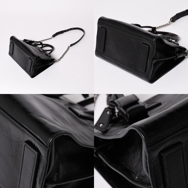 SAINT LAURENT サンローラン サックドジュール ダッフル スープル レザー ブラック ハンドバッグ ショルダーバッグ 2Way シルバー金具 ARS491715 美品 中古 4a002734