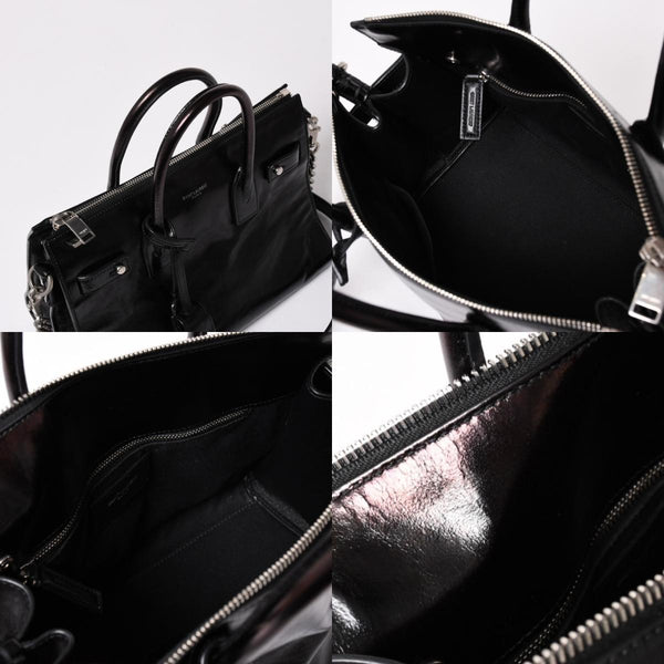 SAINT LAURENT サンローラン サックドジュール ダッフル スープル レザー ブラック ハンドバッグ ショルダーバッグ 2Way シルバー金具 ARS491715 美品 中古 4a002734