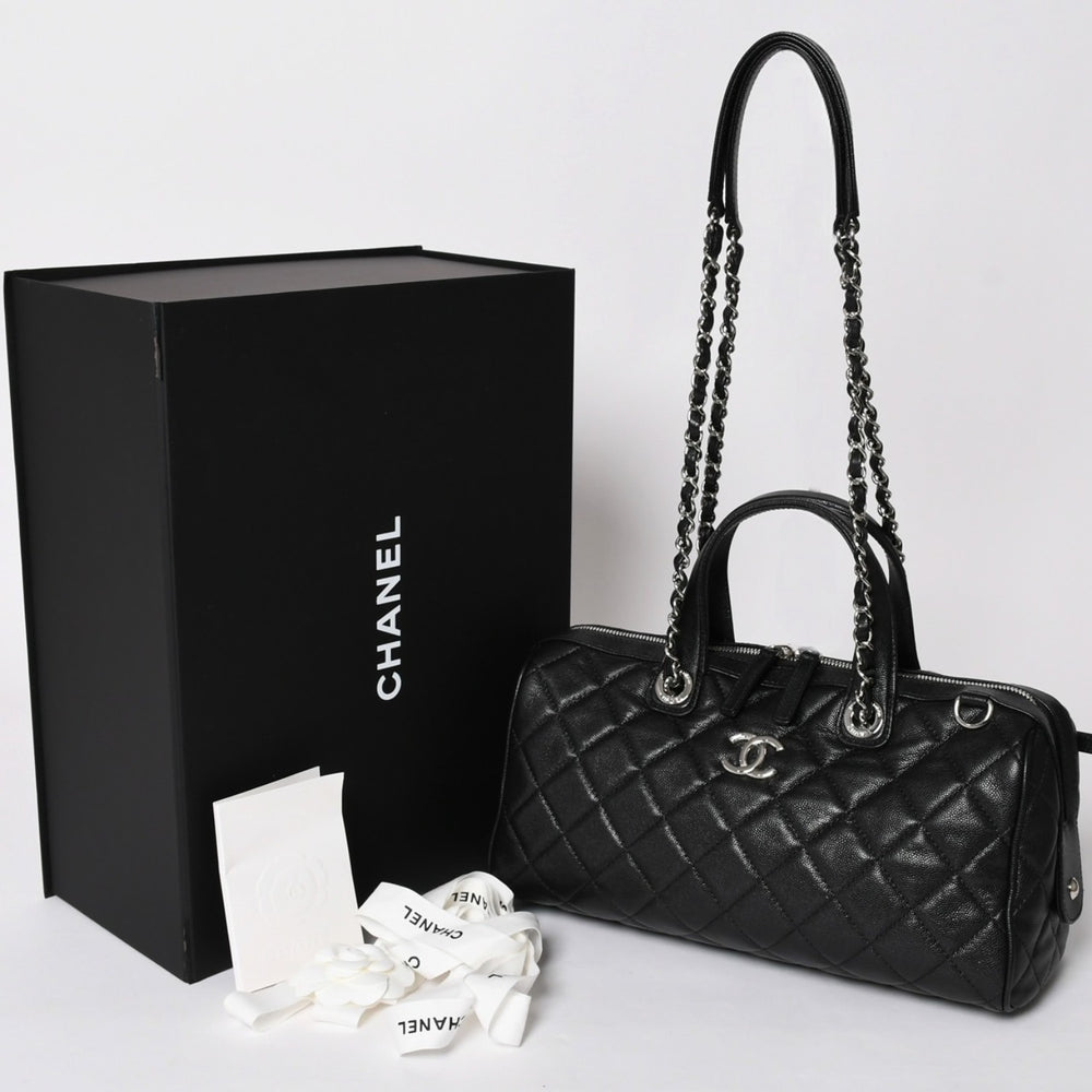 極美品 CHANEL シャネル チェーンワンショルダーバッグ AS5579 ランダム番台 ココマーク キャビアスキン ブラック シルバー金具 中古 4a002737