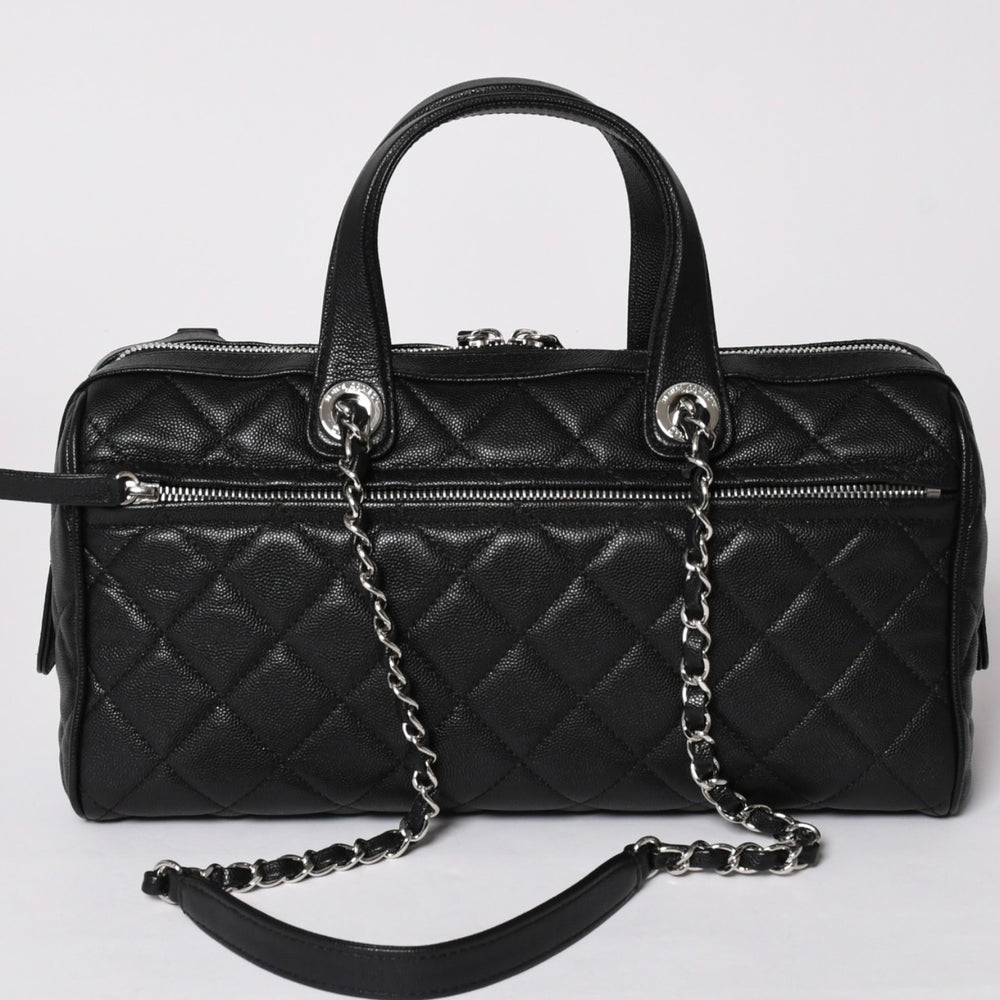 極美品 CHANEL シャネル チェーンワンショルダーバッグ AS5579 ランダム番台 ココマーク キャビアスキン ブラック シルバー金具 中古 4a002737