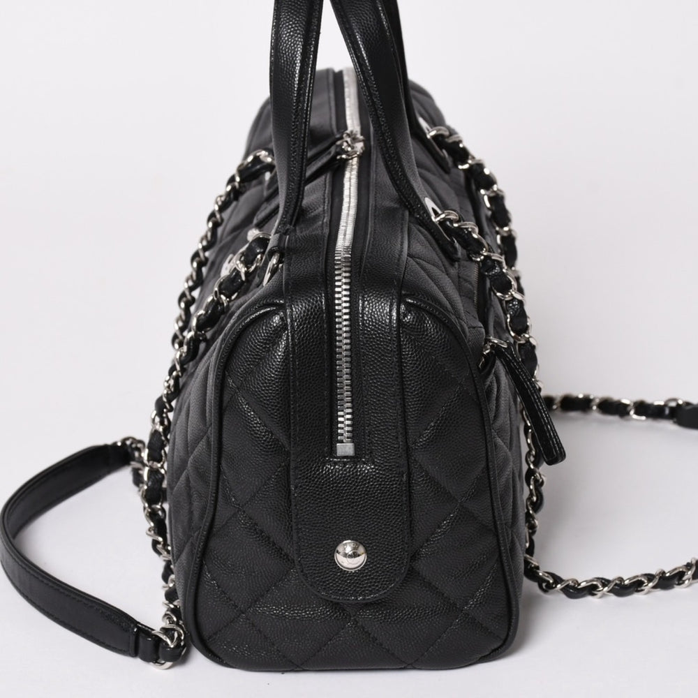 Very Good Condition CHANEL Chain One Shoulder Bag AS5579 Random Number Coco Mark Caviar Skin Black Silver Hardware Used 4a002737