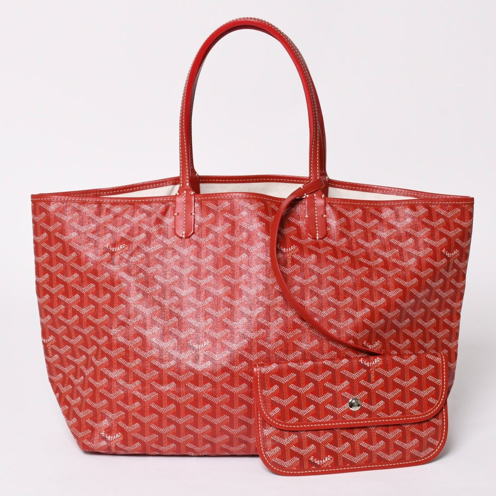 極美品 GOYARD ゴヤール サンルイPM トートバッグ ショルダーバッグ ショルダートート ポーチ付き レザー赤 レッド 中古 4a002740
