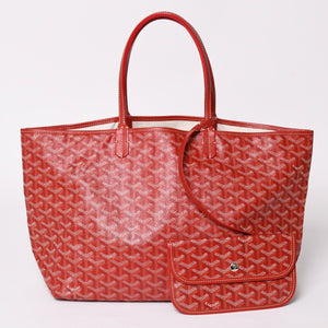 極美品 GOYARD ゴヤール サンルイPM トートバッグ ショルダーバッグ ショルダートート ポーチ付き レザー赤 レッド 中古 4a002740