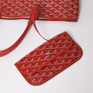 極美品 GOYARD ゴヤール サンルイPM トートバッグ ショルダーバッグ ショルダートート ポーチ付き レザー赤 レッド 中古 4a002740