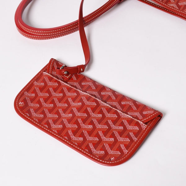 極美品 GOYARD ゴヤール サンルイPM トートバッグ ショルダーバッグ ショルダートート ポーチ付き レザー赤 レッド 中古 4a002740