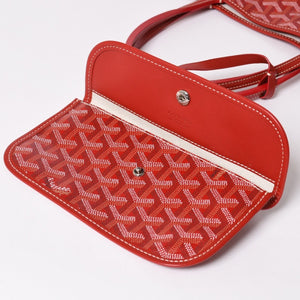 極美品 GOYARD ゴヤール サンルイPM トートバッグ ショルダーバッグ ショルダートート ポーチ付き レザー赤 レッド 中古 4a002740