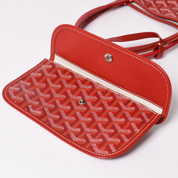 極美品 GOYARD ゴヤール サンルイPM トートバッグ ショルダーバッグ ショルダートート ポーチ付き レザー赤 レッド 中古 4a002740
