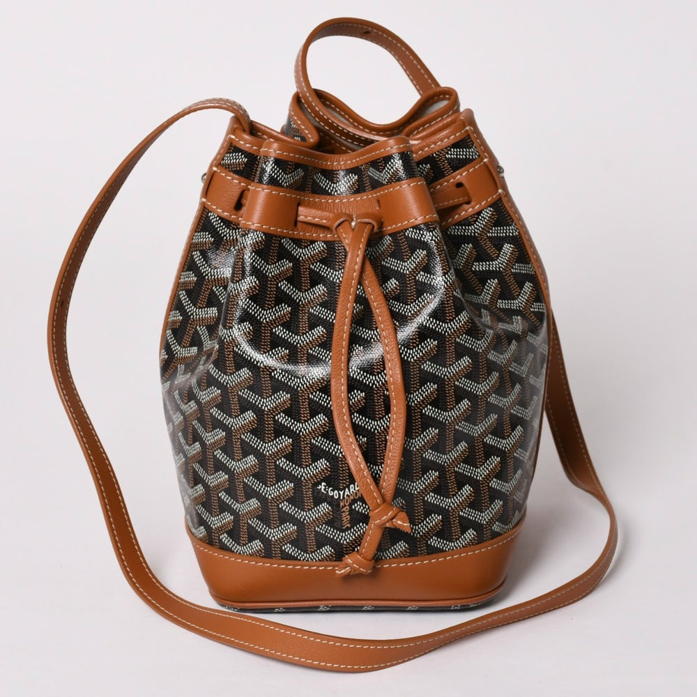 新品未使用 GOYARD ゴヤール プティフロ バケット バッグ ブラウン ショルダーバッグ コーティングキャンバス カーフスキン 中古 4a002811