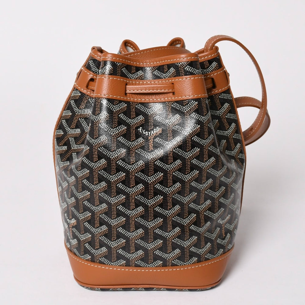 新品未使用 GOYARD ゴヤール プティフロ バケット バッグ ブラウン ショルダーバッグ コーティングキャンバス カーフスキン 中古 4a002811