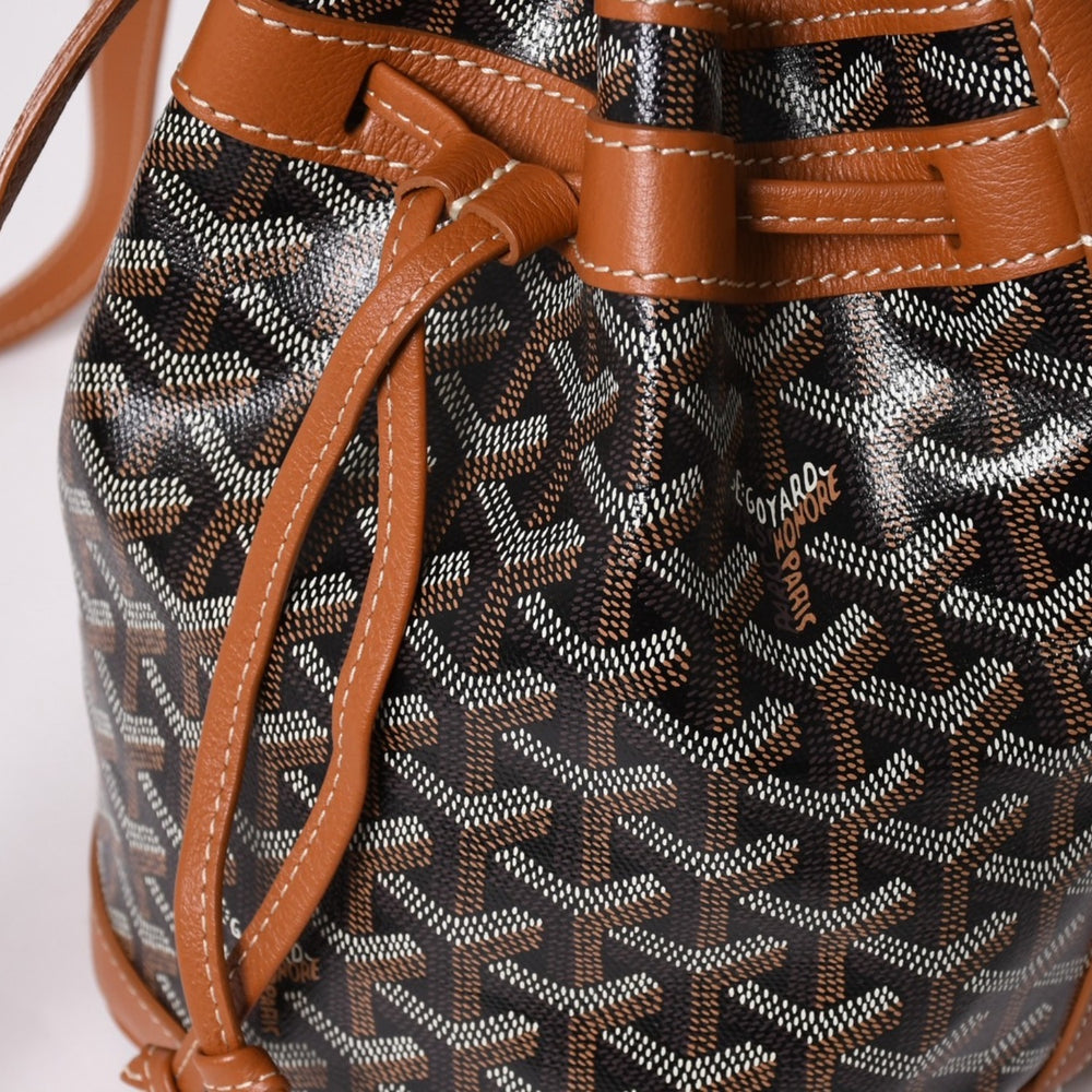 New and unused GOYARD Petitfro bucket bag brown shoulder bag coated canvas calfskin used 4a002811