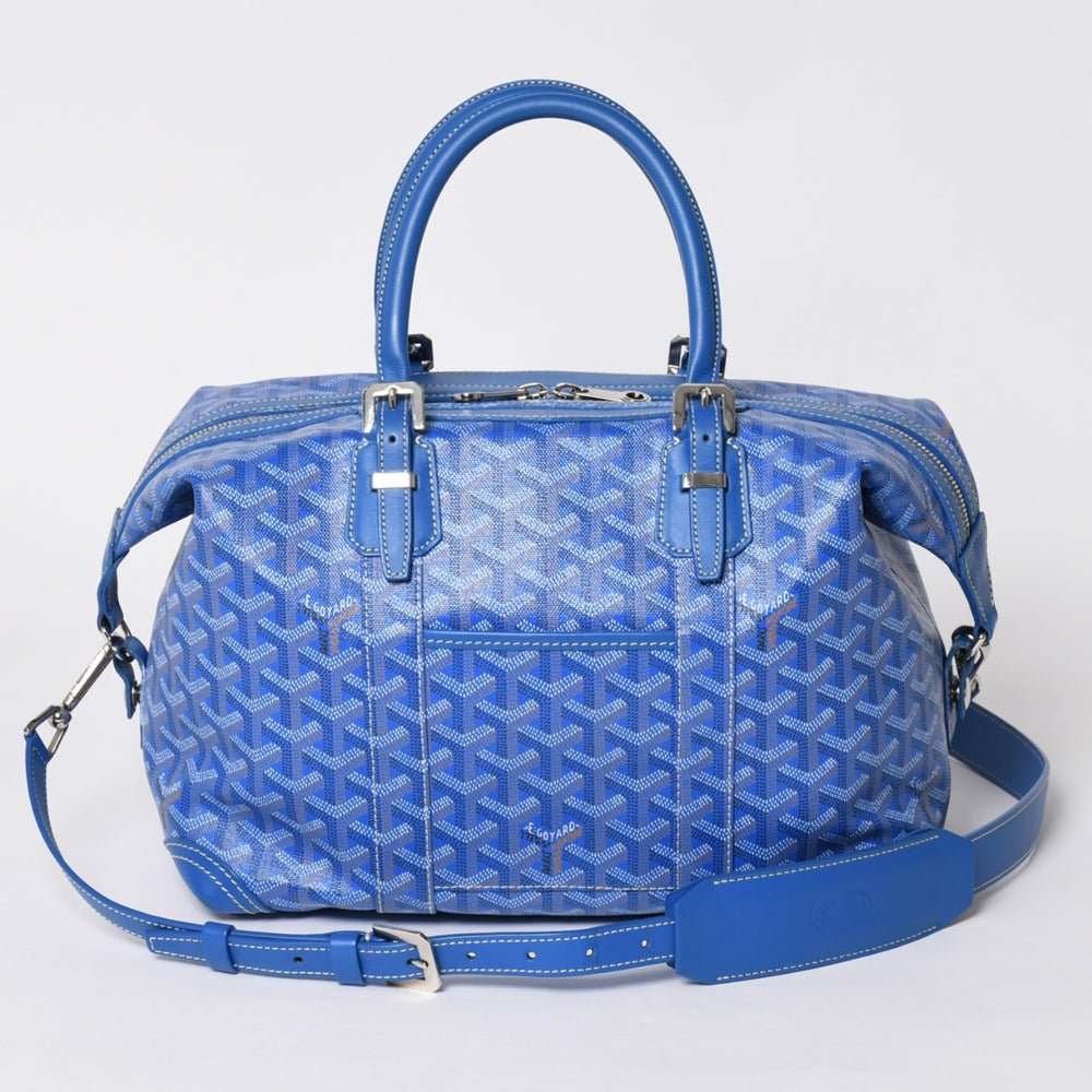 GOYARD ゴヤール ボウリング45バッグ 2WAYバッグ BOWLIN045TY10CL10P PVC レザー ブルー 美品 中古 4a002810