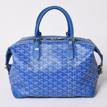 画像をギャラリービューアに読み込む, GOYARD ゴヤール ボウリング45バッグ 2WAYバッグ BOWLIN045TY10CL10P PVC レザー ブルー 美品 中古 4a002810