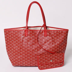 極美品 GOYARD ゴヤール サンルイPM トートバッグ ショルダーバッグ ショルダートート ポーチ付き レザー赤 レッド 中古 4a002741