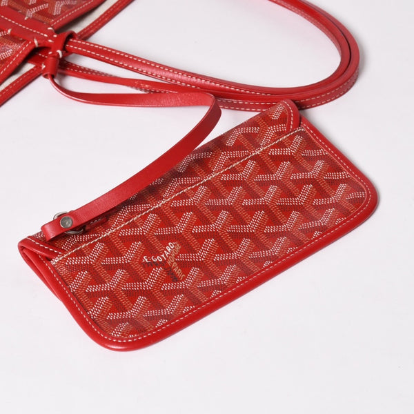 極美品 GOYARD ゴヤール サンルイPM トートバッグ ショルダーバッグ ショルダートート ポーチ付き レザー赤 レッド 中古 4a002741