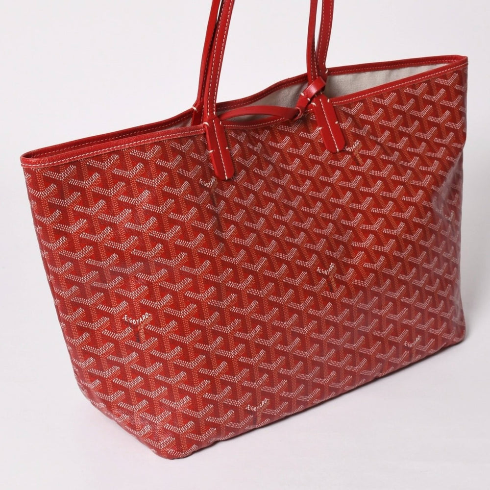 Very Good Condition GOYARD Saint Louis PM Tote Bag Shoulder Bag Shoulder Tote with Pouch Leather Red Red Used 4a002741